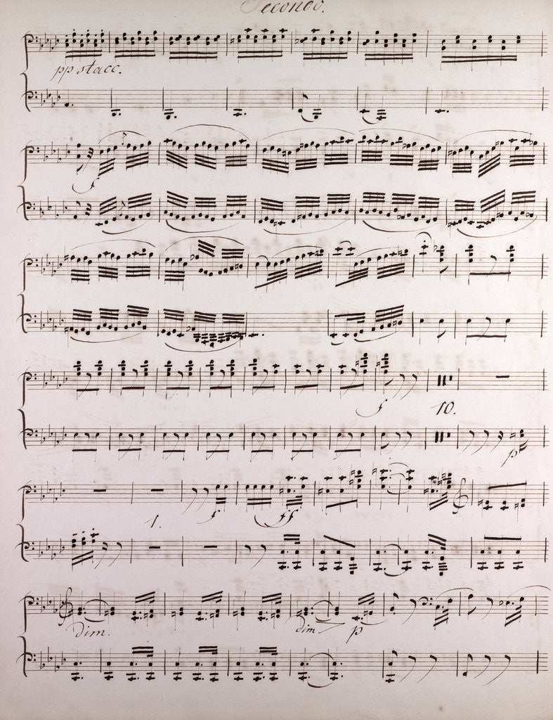 Detail of Handwritten sheet music, secondo by Anonymous