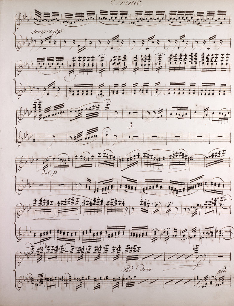 Detail of Handwritten sheet music, primo by Anonymous