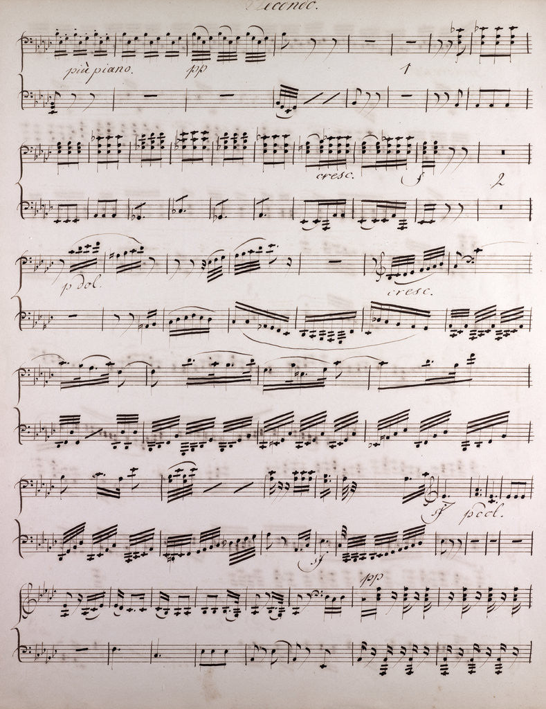 Detail of Handwritten sheet music, secondo by Anonymous