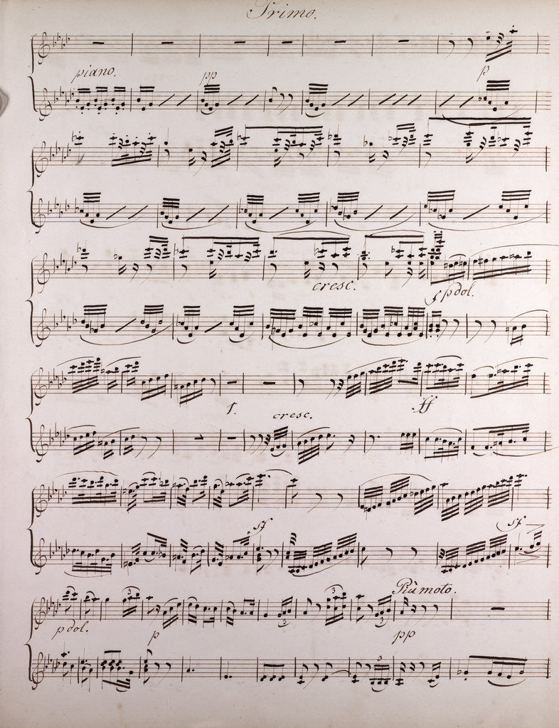 Detail of Handwritten sheet music, primo by Anonymous