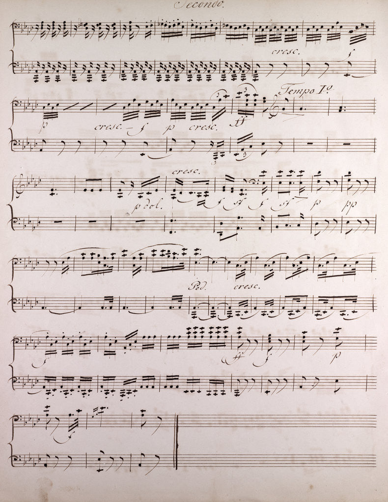 Detail of Handwritten sheet music, secondo, tempo by Anonymous