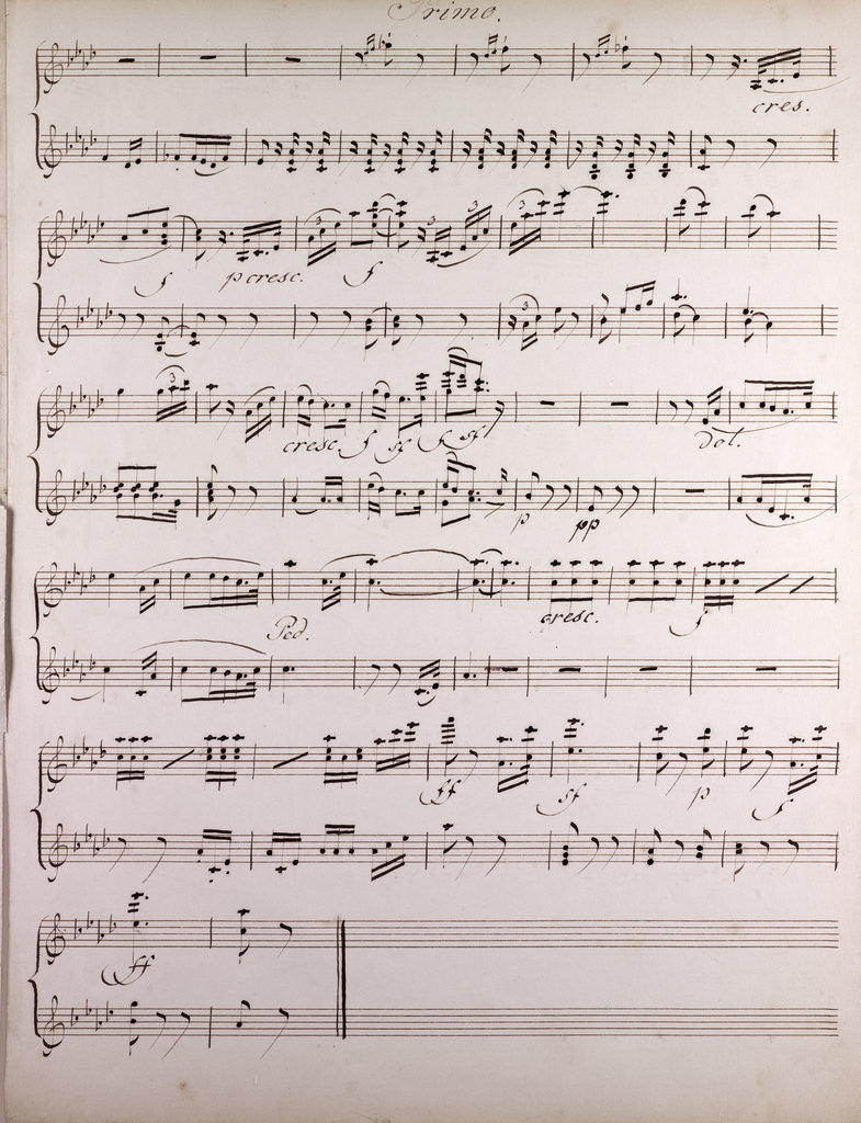 Detail of Handwritten sheet music, primo by Anonymous