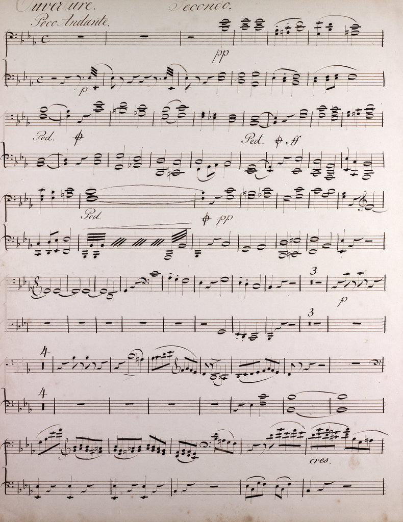 Detail of Handwritten sheet music, ouverture poco andante, secondo by Anonymous