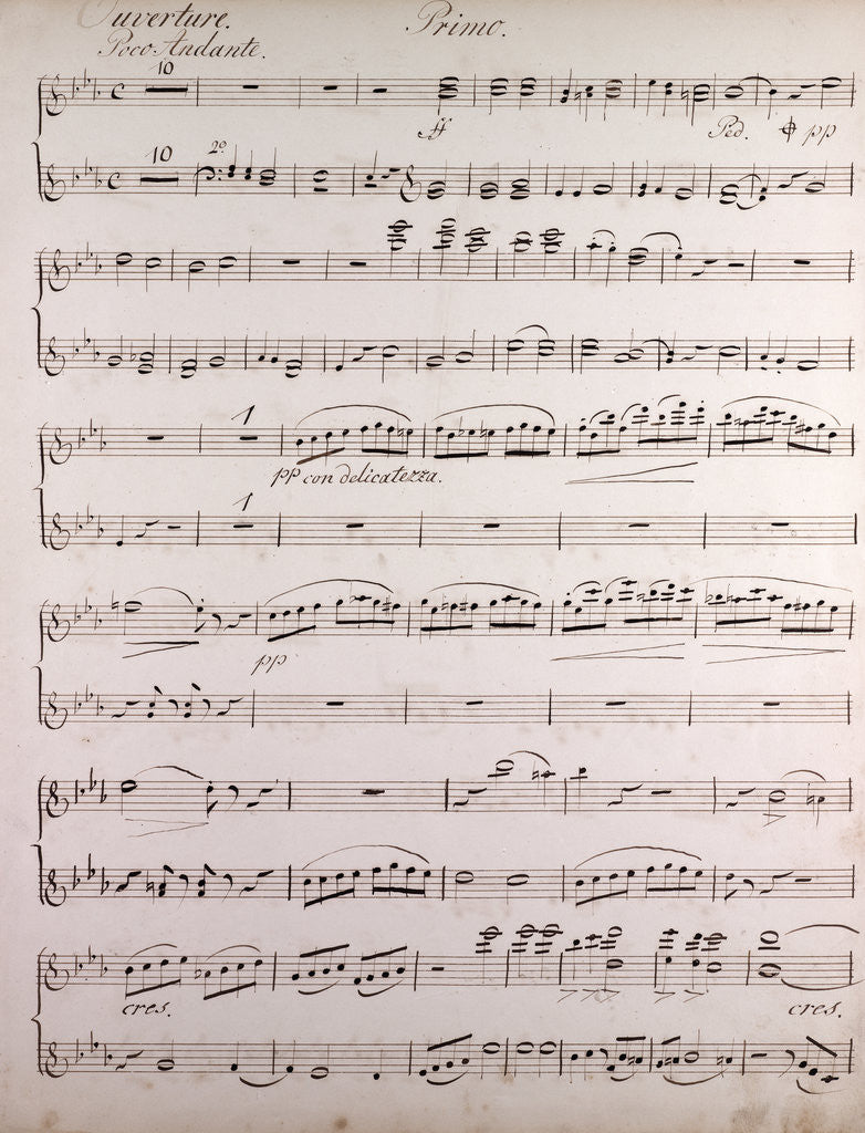 Detail of Handwritten sheet music, ouverture poco andante, primo by Anonymous