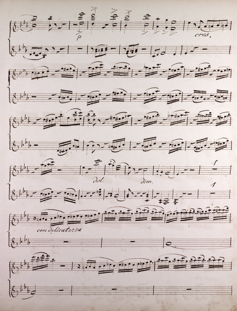 Detail of Handwritten sheet music by Anonymous