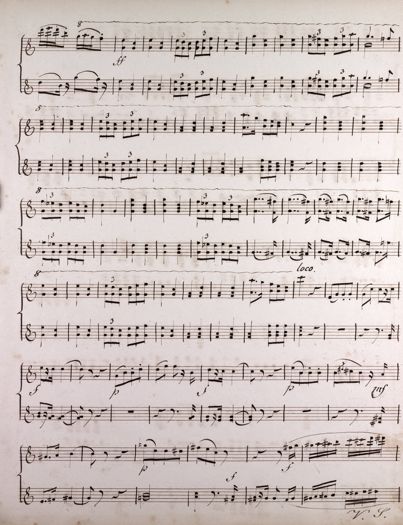 Detail of Handwritten sheet music by Anonymous