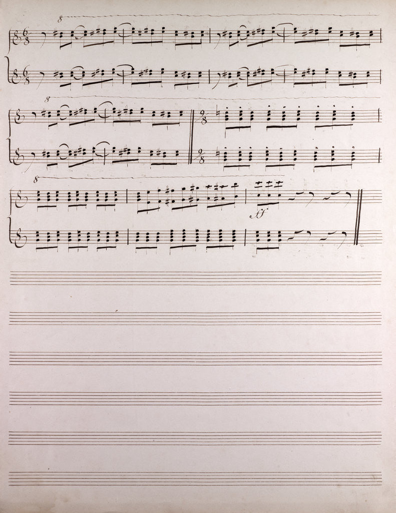 Detail of Handwritten sheet music by Anonymous