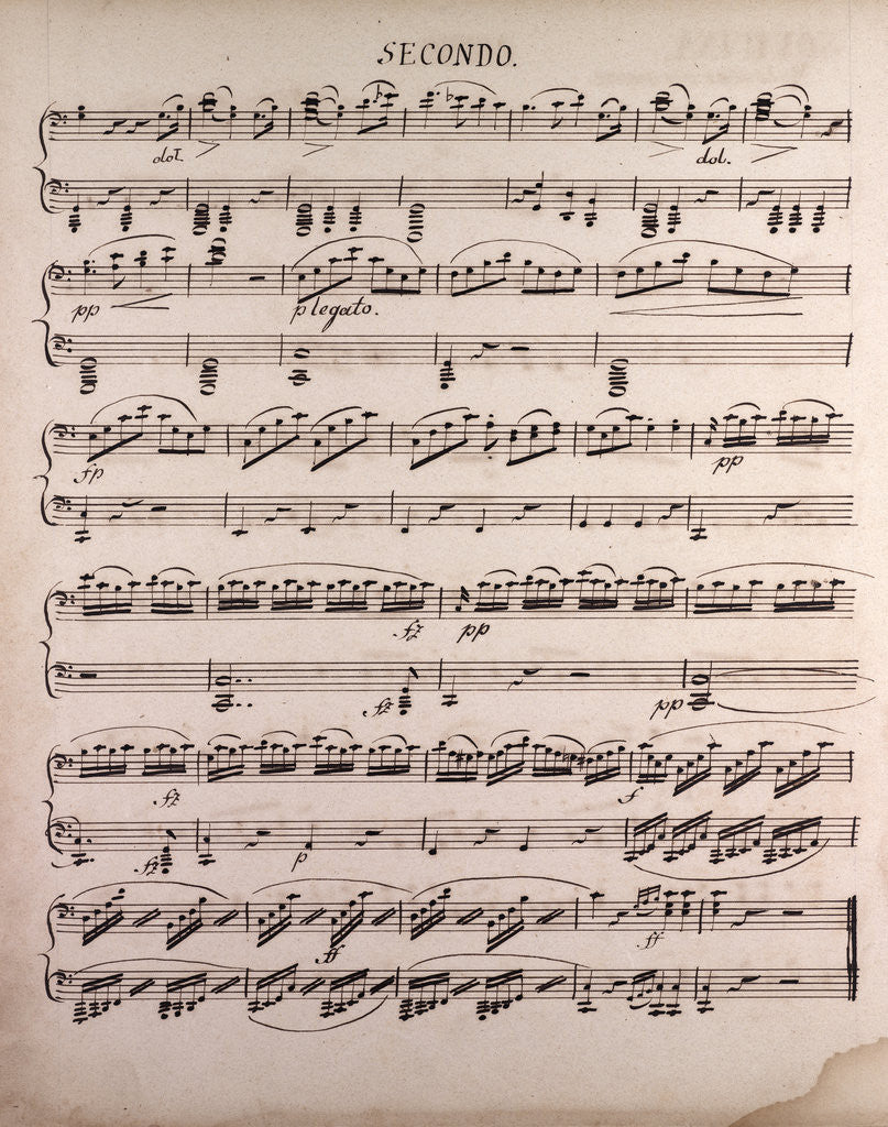 Detail of Handwritten sheet music, secondo by Anonymous