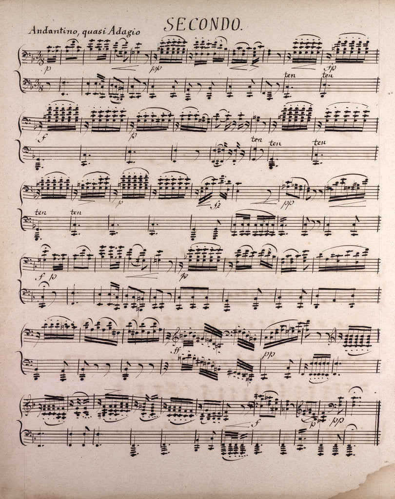 Detail of Handwritten sheet music, andantino quasi adagio by Anonymous