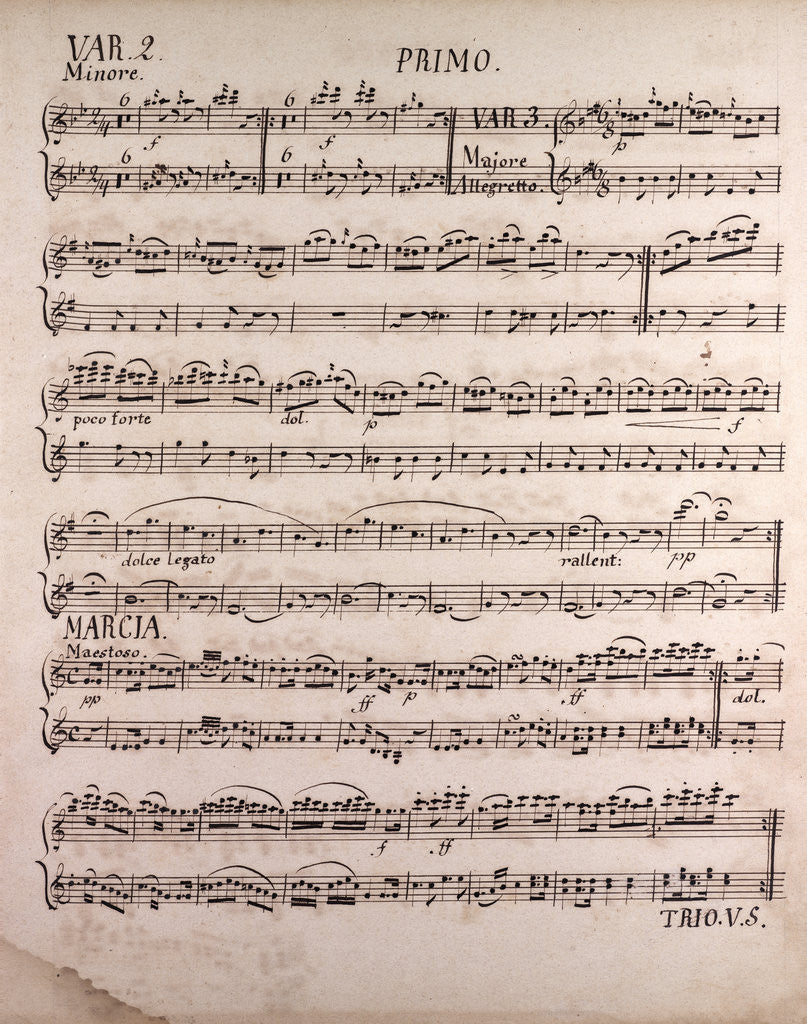 Detail of Handwritten sheet music by Anonymous