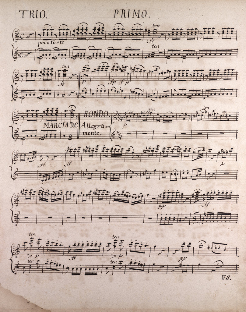 Detail of Handwritten sheet music by Anonymous