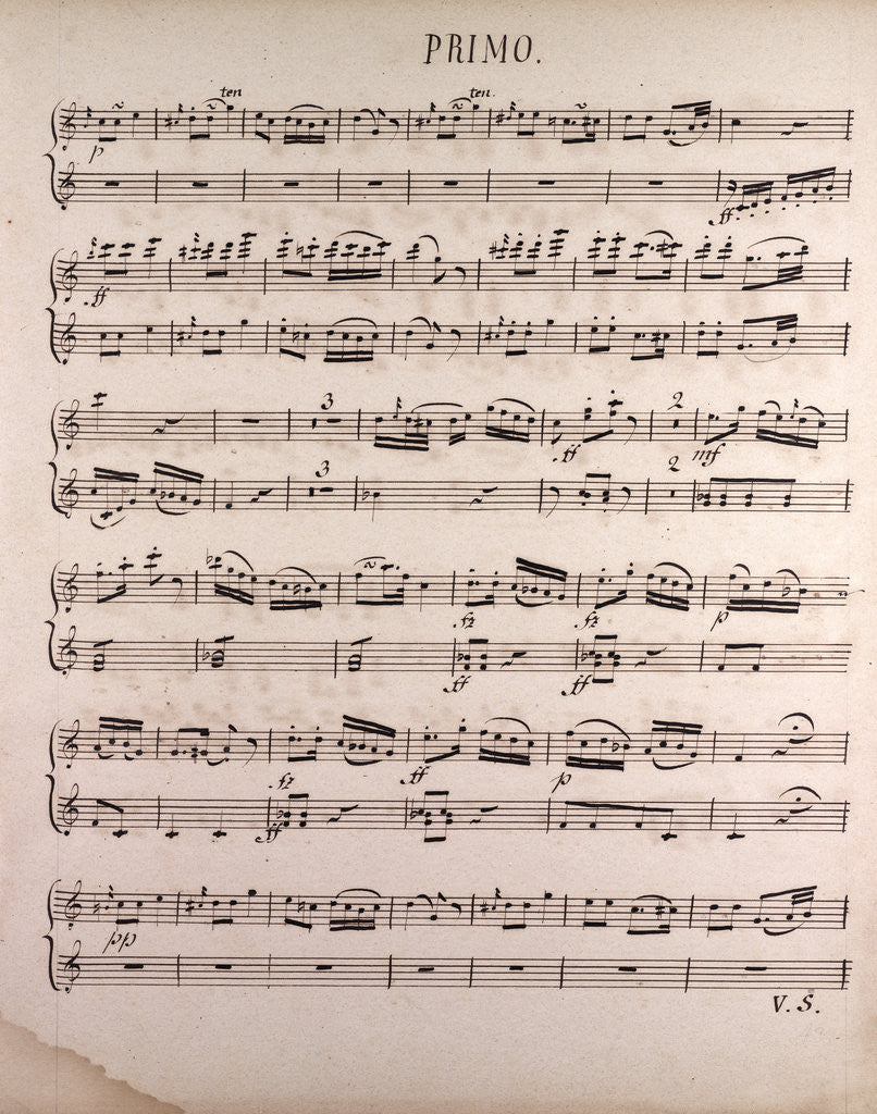 Detail of Handwritten sheet music by Anonymous