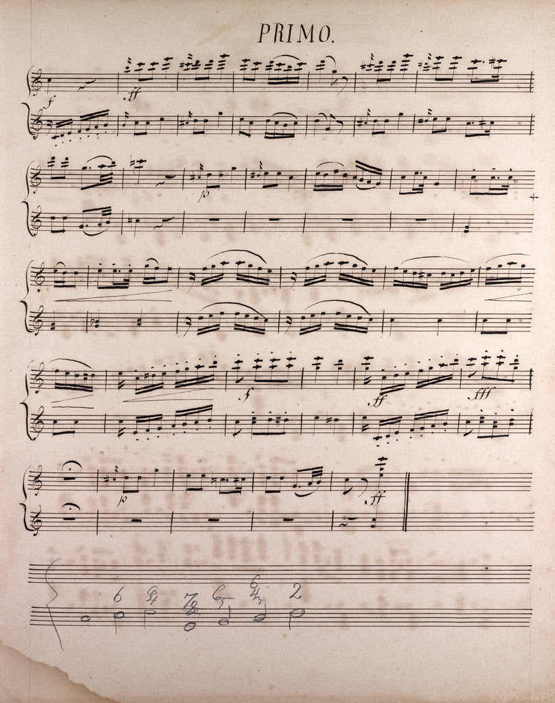 Detail of Handwritten sheet music by Anonymous