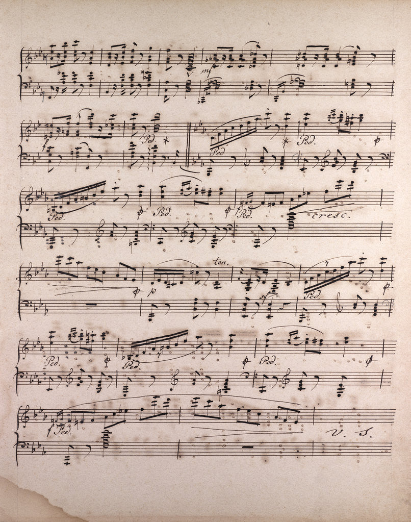 Detail of Handwritten sheet music by Anonymous