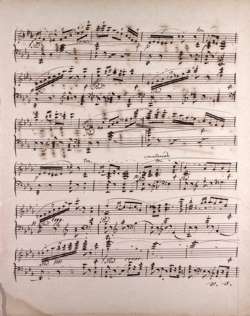Detail of Handwritten sheet music by Anonymous