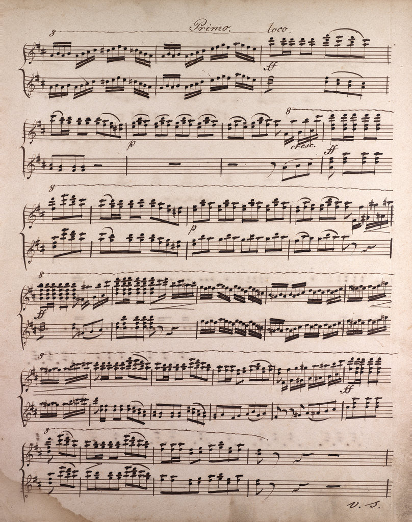 Detail of Handwritten sheet music by Anonymous