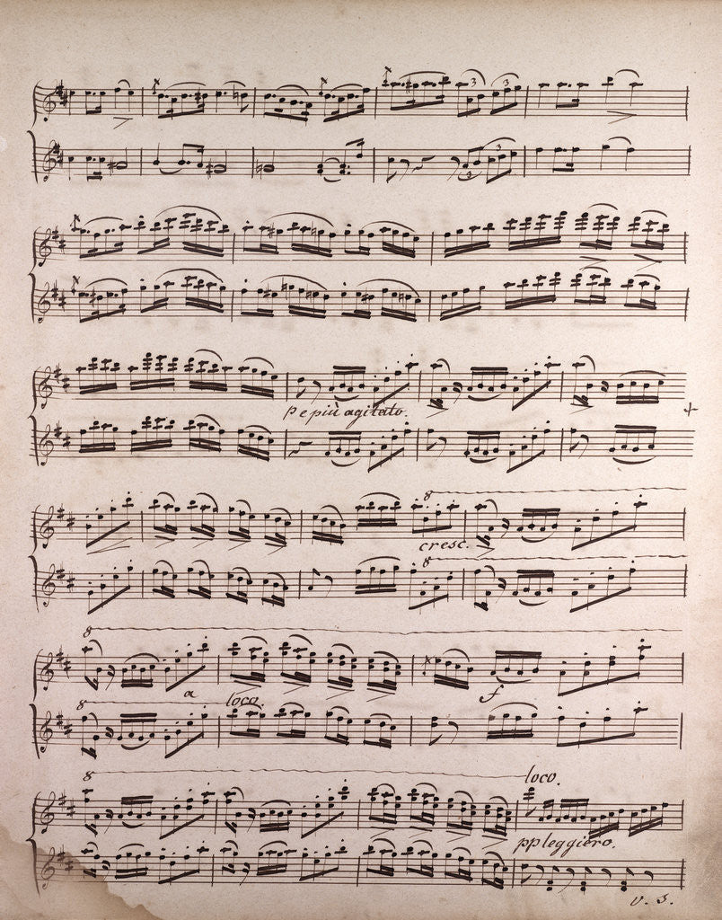 Detail of Handwritten sheet music by Anonymous