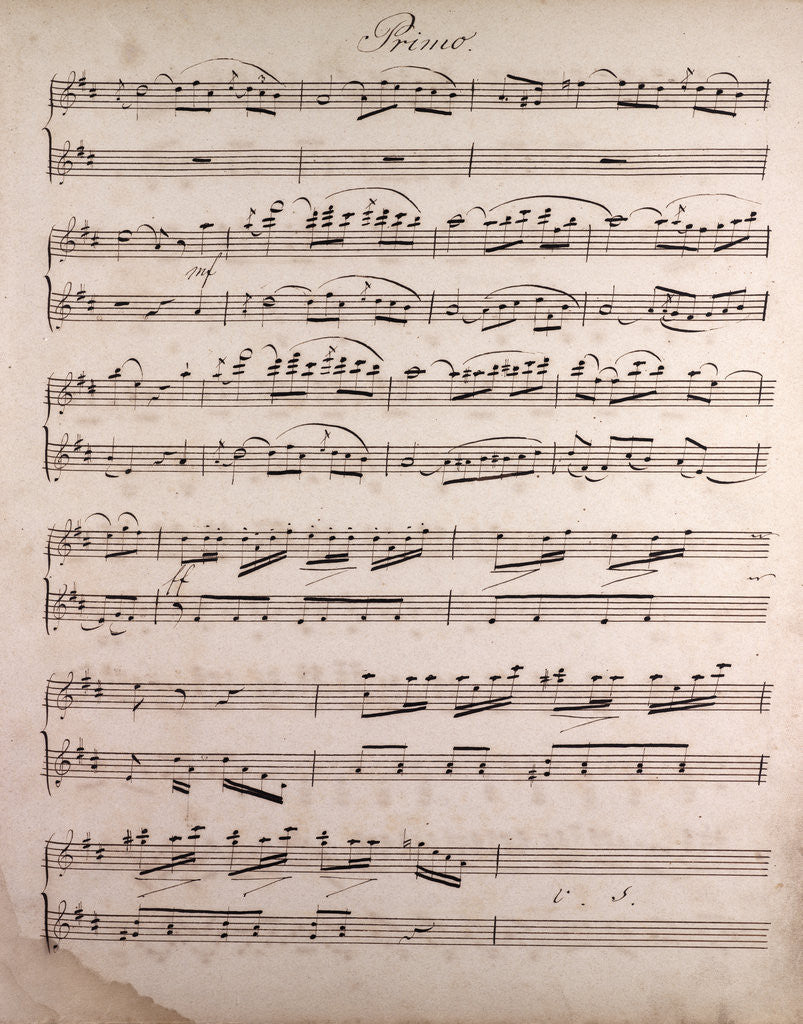 Detail of Handwritten sheet music by Anonymous