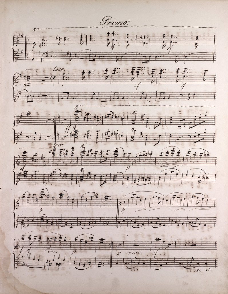 Detail of Handwritten sheet music by Anonymous
