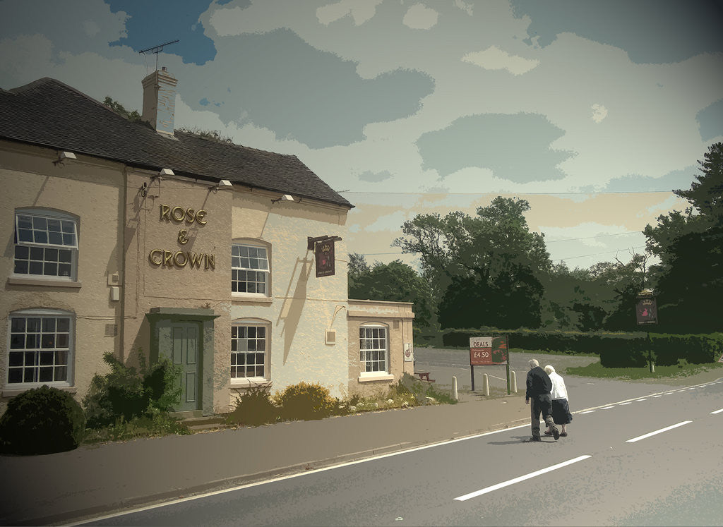 Detail of Road Pedestrians near the Rose and Crown by Sarah Smith