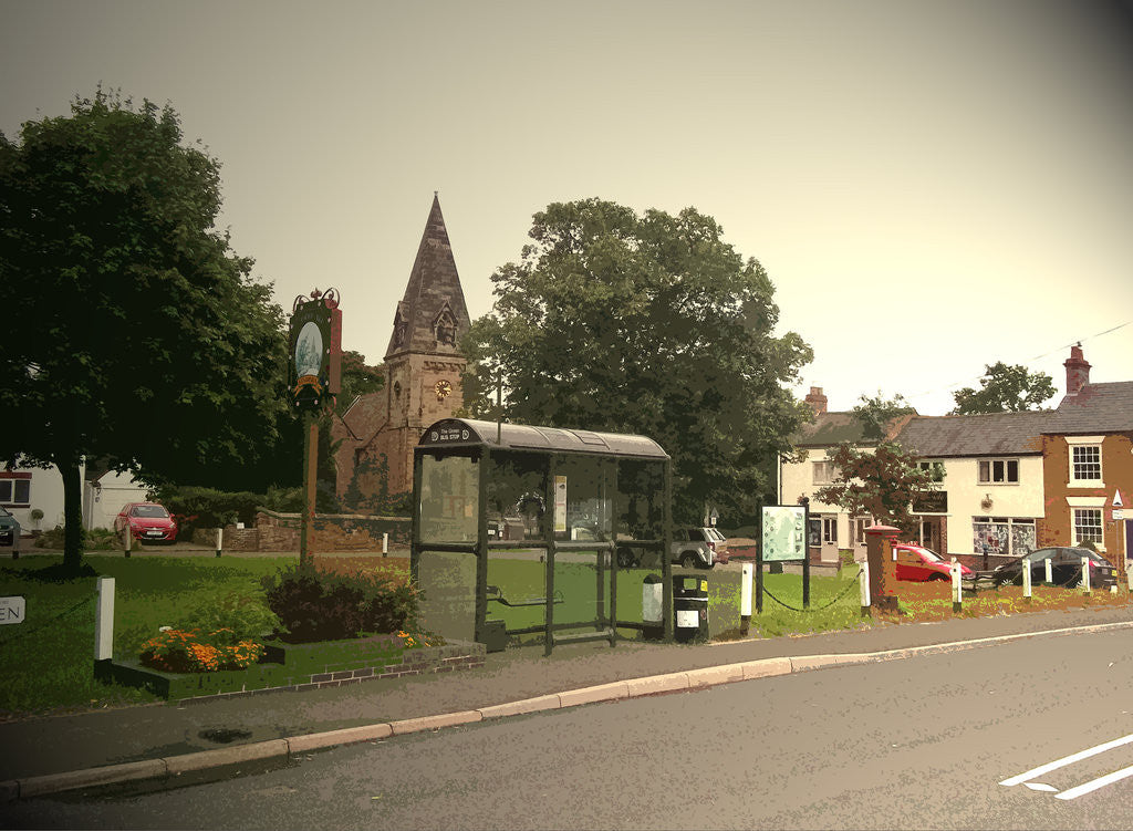 Detail of Church and Village Green in Findern by Sarah Smith