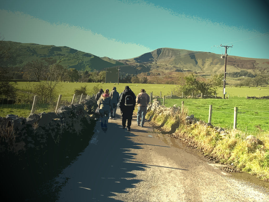 Detail of Walkers on Hollowford Road by Sarah Smith