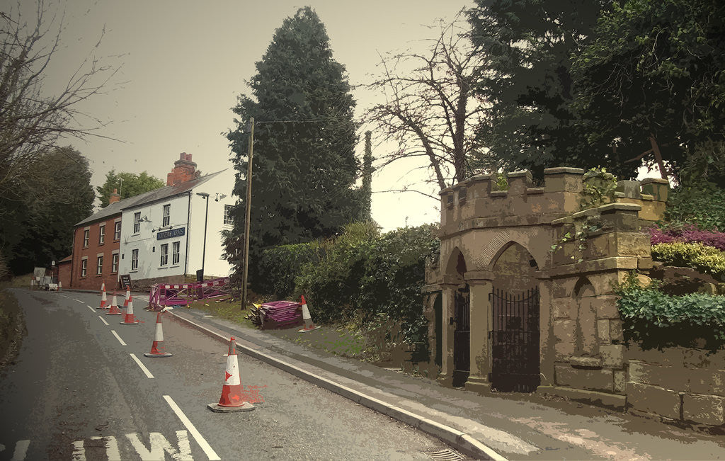 Detail of Well and Public House in Quarndon by Sarah Smith