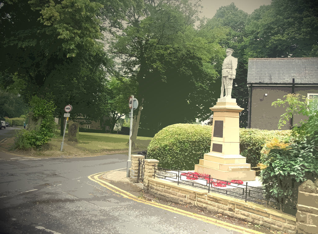 Detail of War Memorial and Village Green in Dore by Sarah Smith
