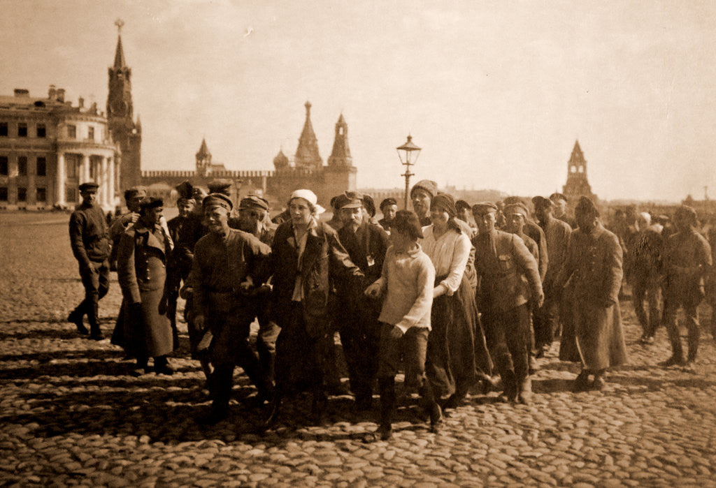 Detail of Saturdays volunteers on the 1st of May, Kremlin, Moscow Russia. Bolshevik Festivals, 1917-1920 by Anonymous