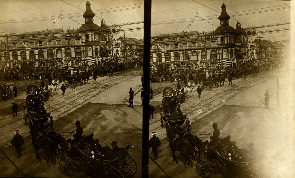 Detail of Carriages carrying Admiral Togo, naval officers, and government officials by Anonymous