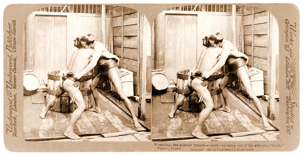 Detail of Wrestling, the popular Japanese sport - showing one of the effective holds - Tokyo, Japan by Anonymous