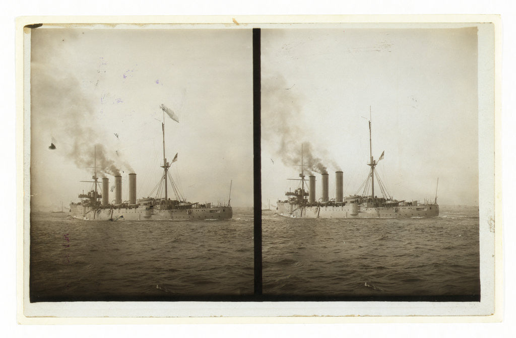 Detail of An American cruiser arriving in New York, probably at the time of the Portsmouth Peace Conference by Anonymous