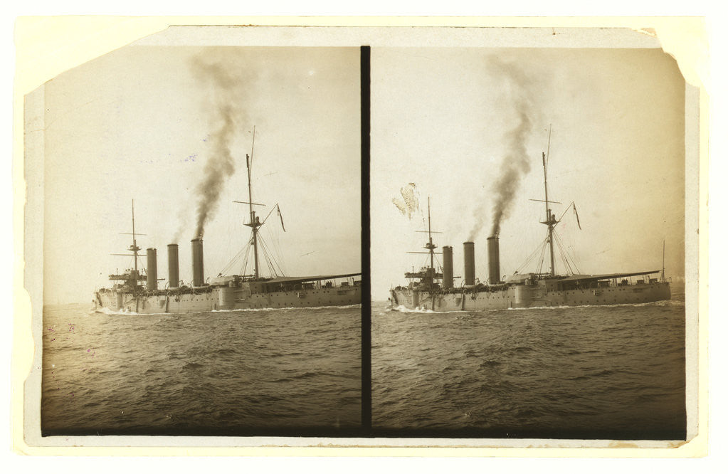 Detail of Royal Navy armored cruiser arriving in New York, probably at the time of the Portsmouth Peace Conference by Anonymous