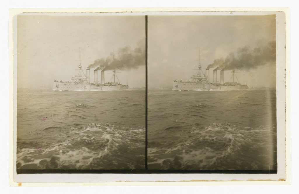 Detail of An American cruiser arriving in New York, probably at the time of the Portsmouth Peace Conference by Anonymous