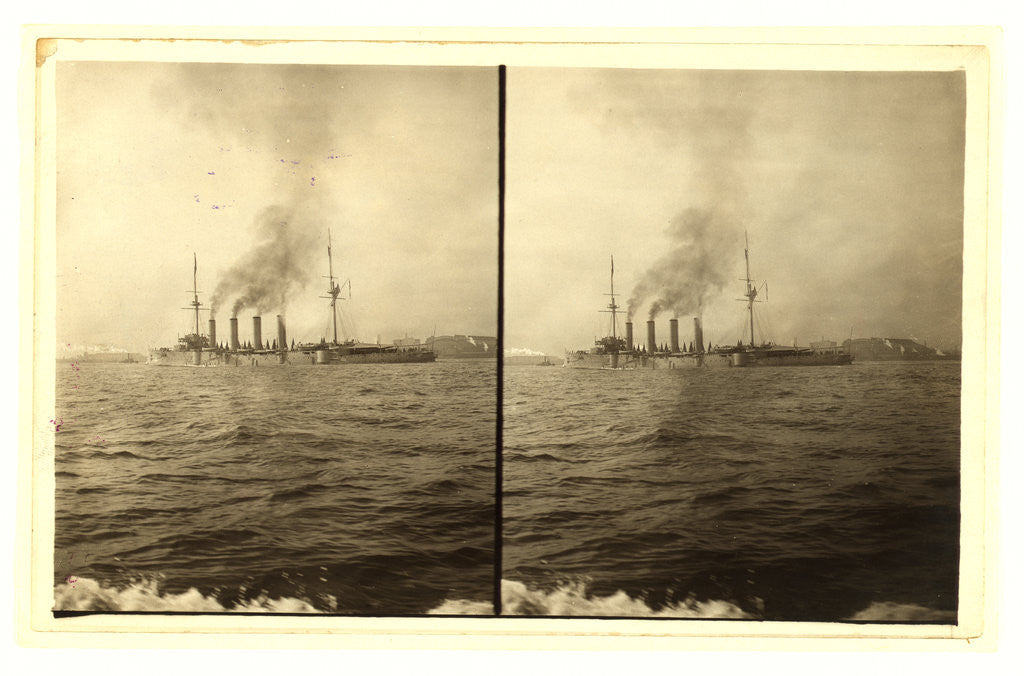 Detail of An American cruiser arriving in New York, probably at the time of the Portsmouth Peace Conference by Anonymous