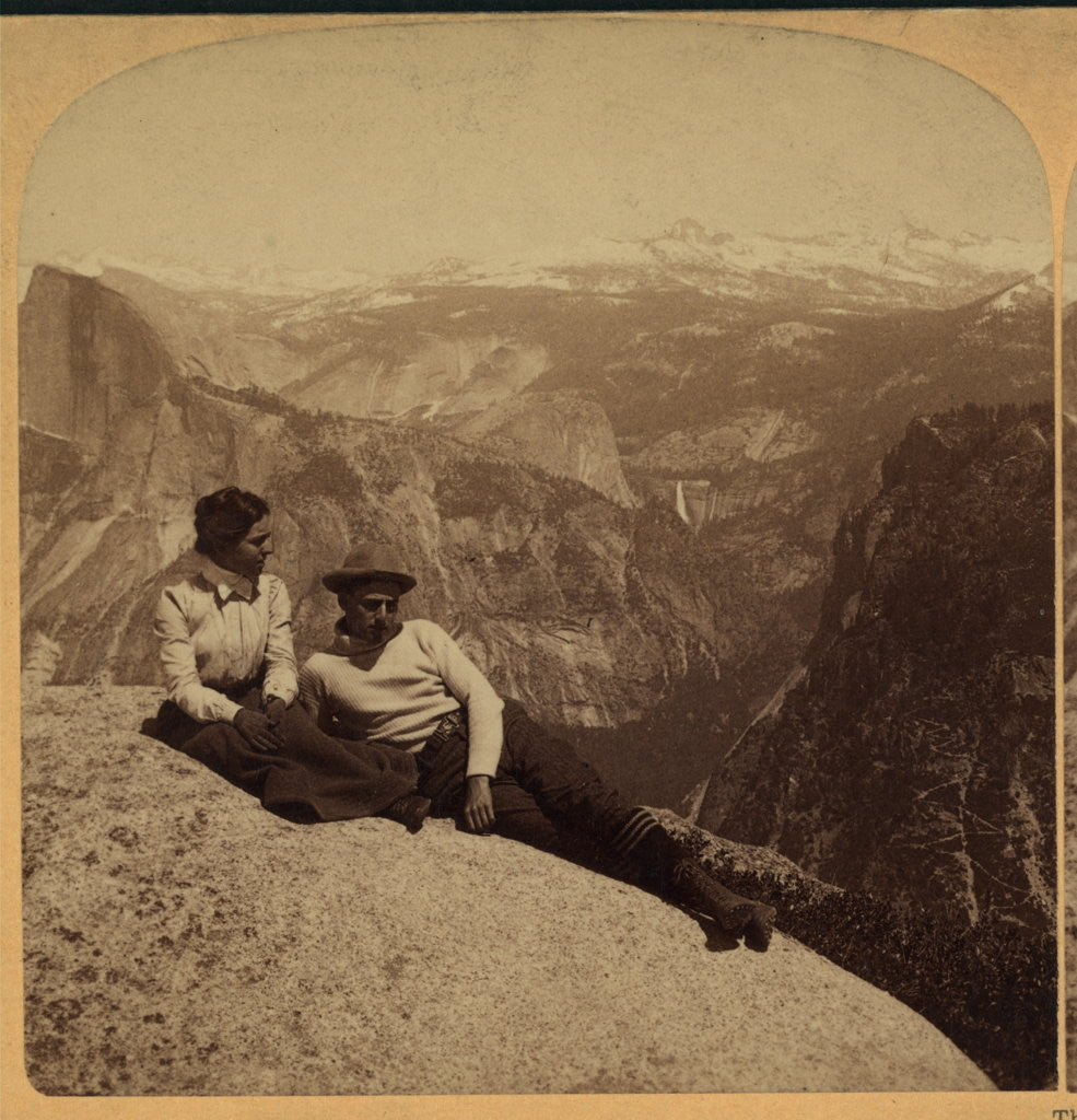 Detail of The Valley, Half Dome, Nevada Falls, Cap of Liberty and imposing Sierras (E.S.E.) from Eagle Peak, Yosemite, California, USA by Anonymous
