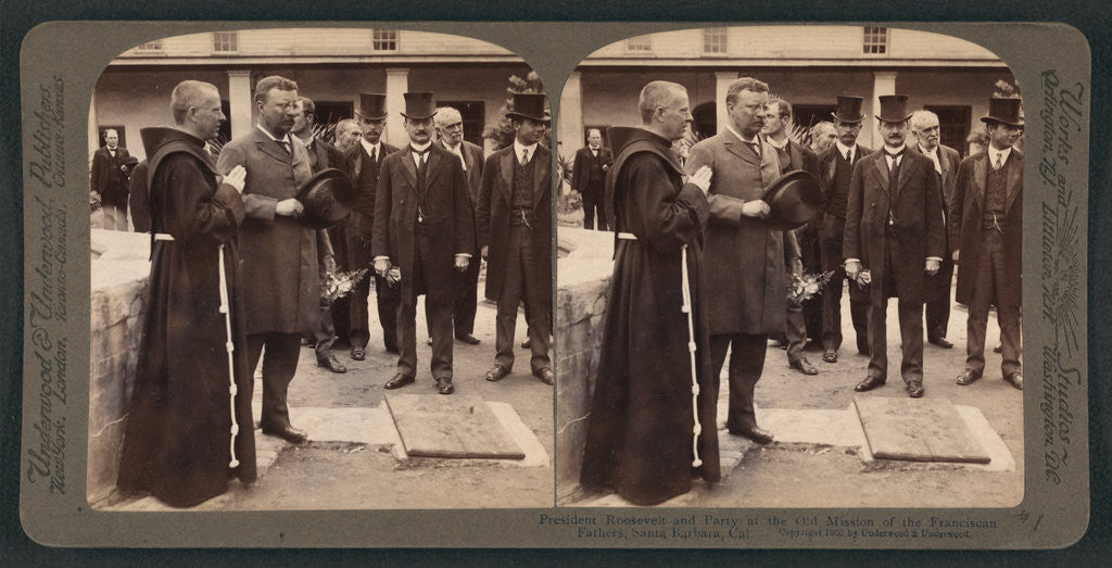 Detail of President Roosevelt and party at the Old Mission of the Franciscan Fathers, Santa Barbara, Cal by Anonymous