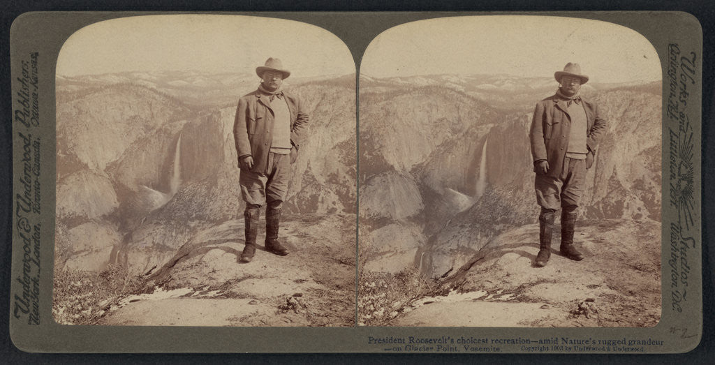 Detail of President Roosevelt's choicest recreation - amid nature's rugged grandeur on Glacier Point, Yosemite by Anonymous