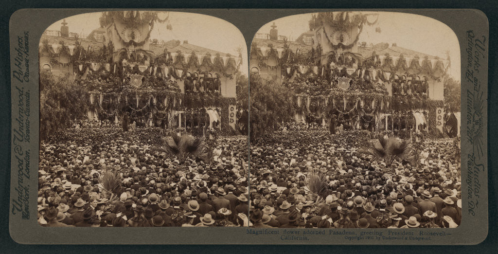 Detail of Magnificient flower adorned Pasadena greeting President Roosevelt--California by Anonymous