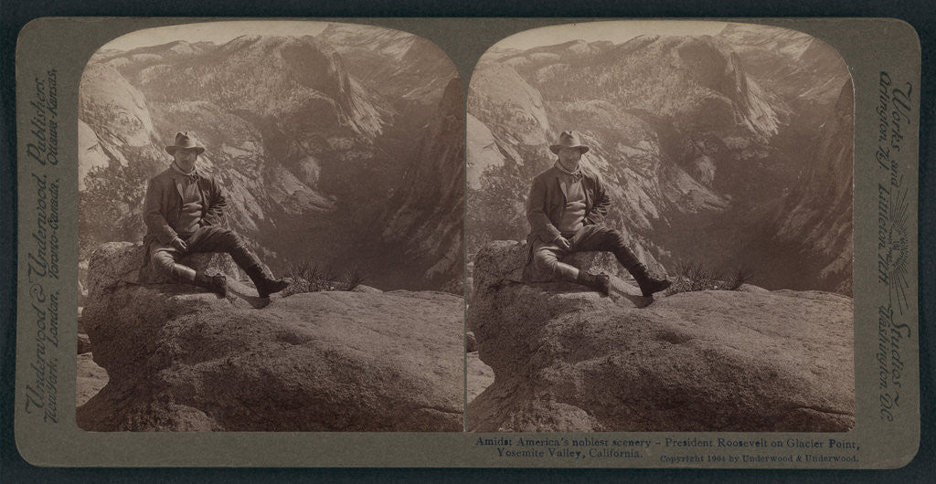 Detail of Amidst America's noblest scenery - President Roosevelt on Glacier Point,Yellowstone Valley, California by Anonymous