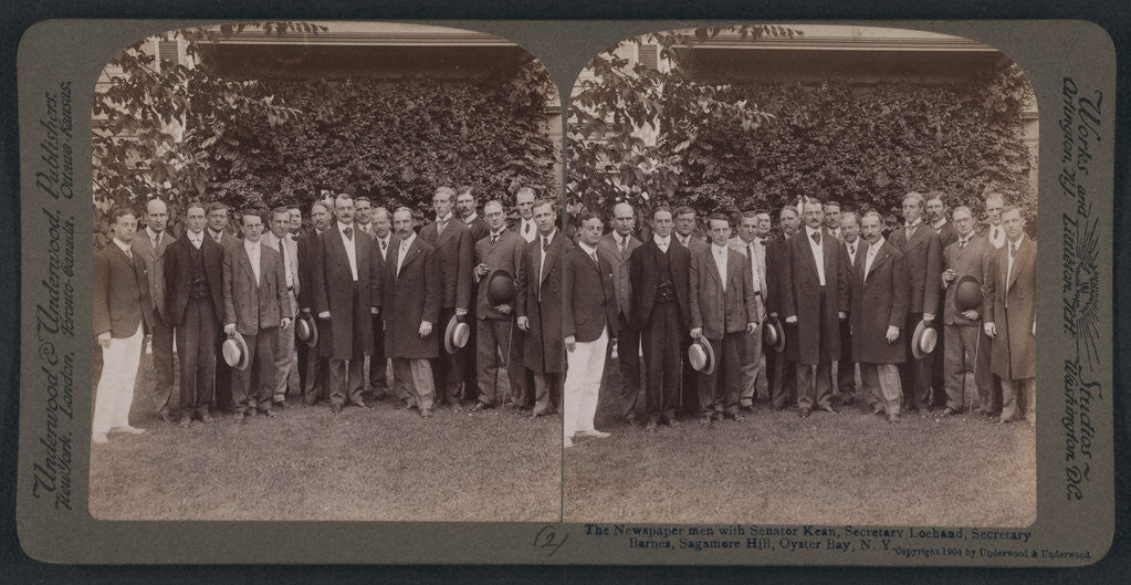 Detail of The newspaper men with Senator Kean, Secretary Loeb and, Secretary Barnes, Sagamore Hill, Oyster Bay, N.Y by Anonymous