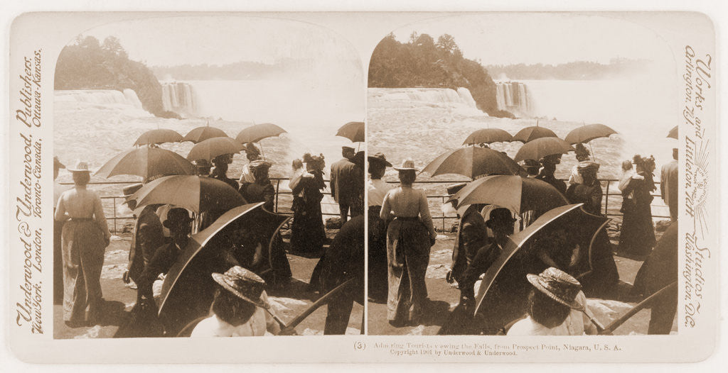 Detail of Admiring tourists viewing the Falls, from Prospect Point, Niagara, U.S.A. by Anonymous