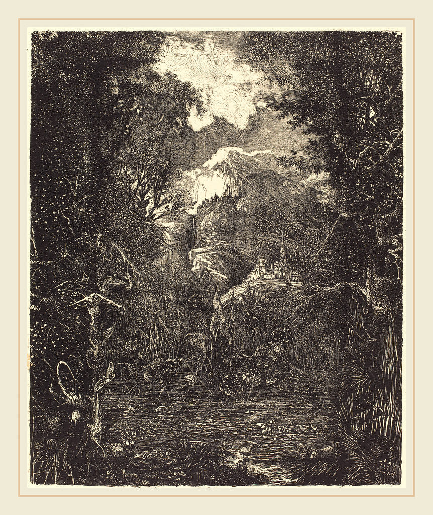 Detail of The Towns Behind the Marsh, probably 1868 by Rodolphe Bresdin