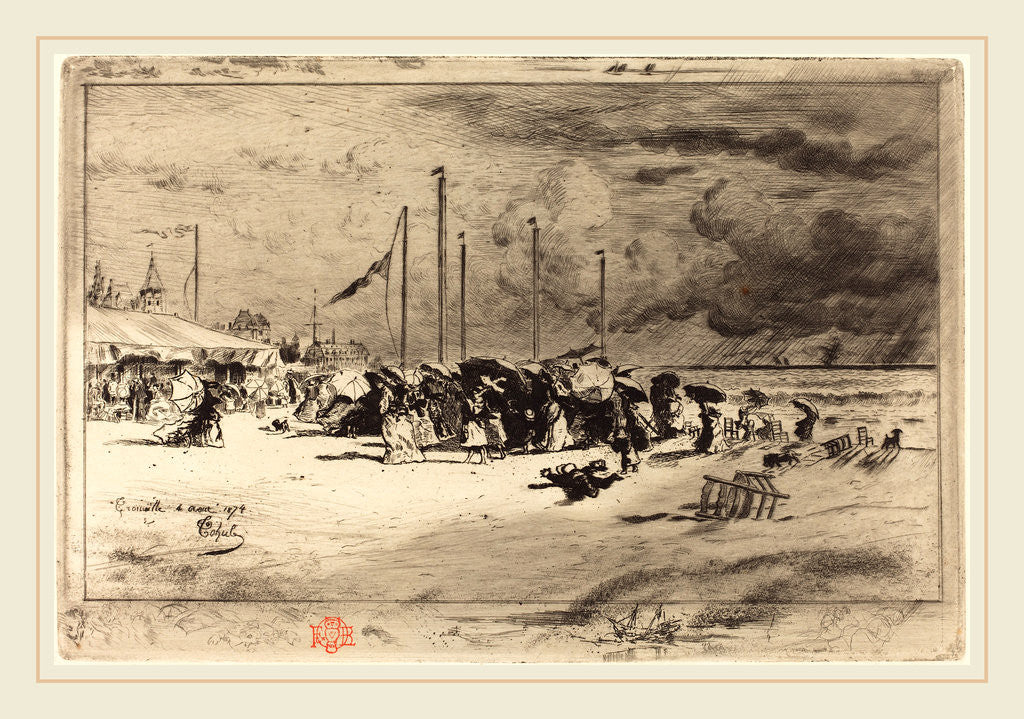 Detail of Un Grain à Trouville (Squall at Trouville), 1874-1875 by Félix-Hilaire Buhot