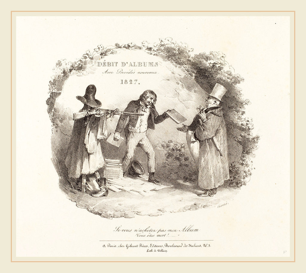 Detail of Débit d'Albums avec Procédés nouveaux (New Methods for the Sale of Lithograph Albums), 1827 by Nicolas-Toussaint Charlet