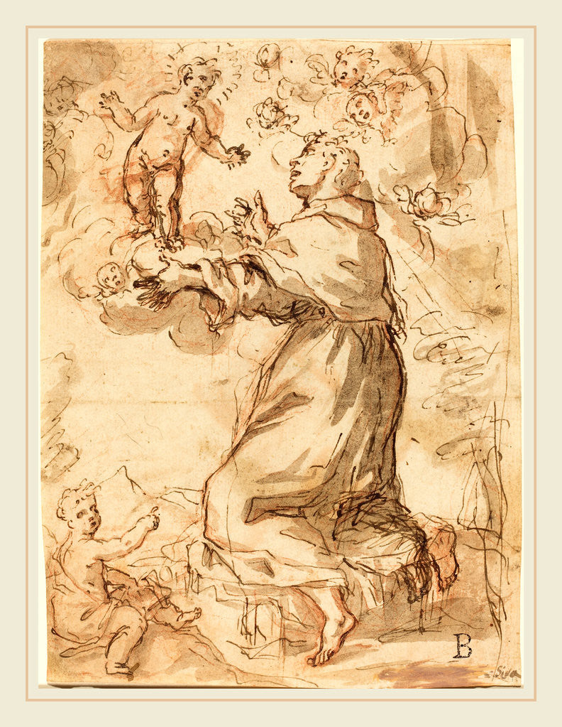 Saint Francis Adoring the Christ Child by Elisabetta Sirani