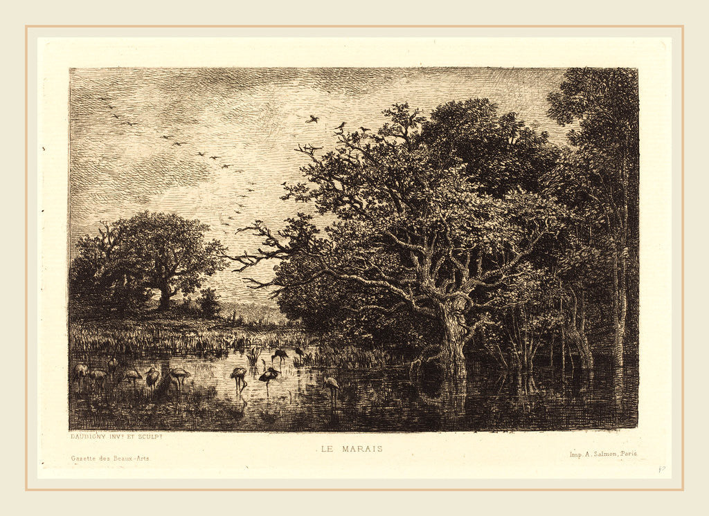 Detail of Marsh (Le Marais), probably 1851 by Charles-François Daubigny