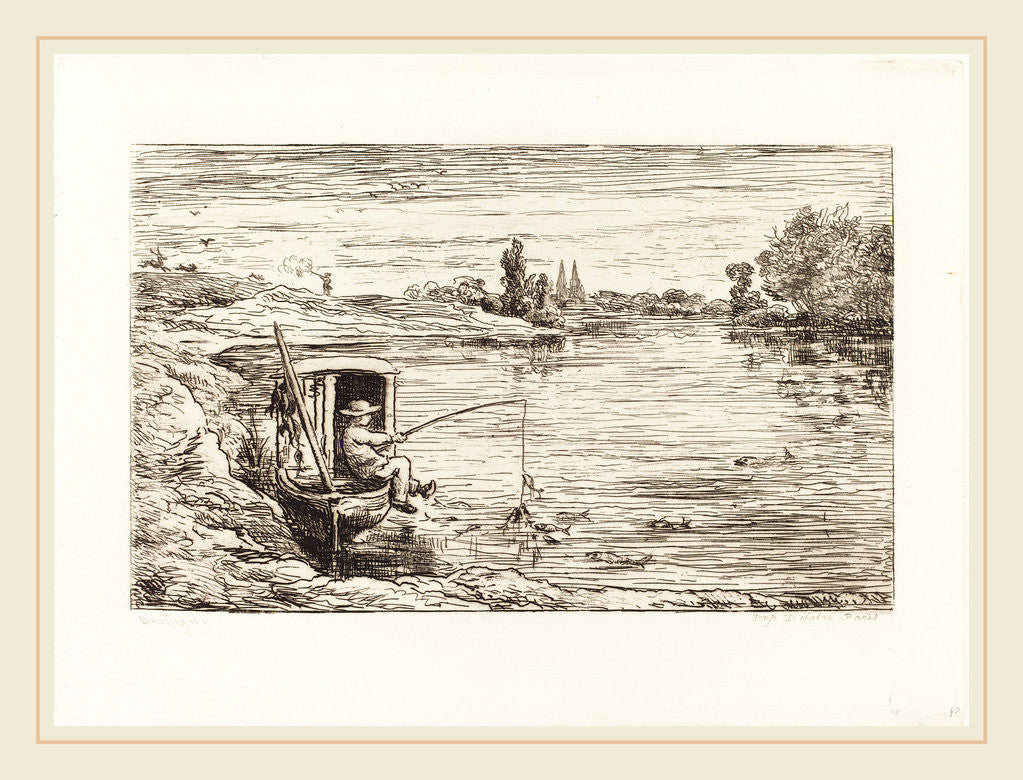 Detail of Cabin Boy Fishing (Le Mousse a la peche), 1862 by Charles-François Daubigny