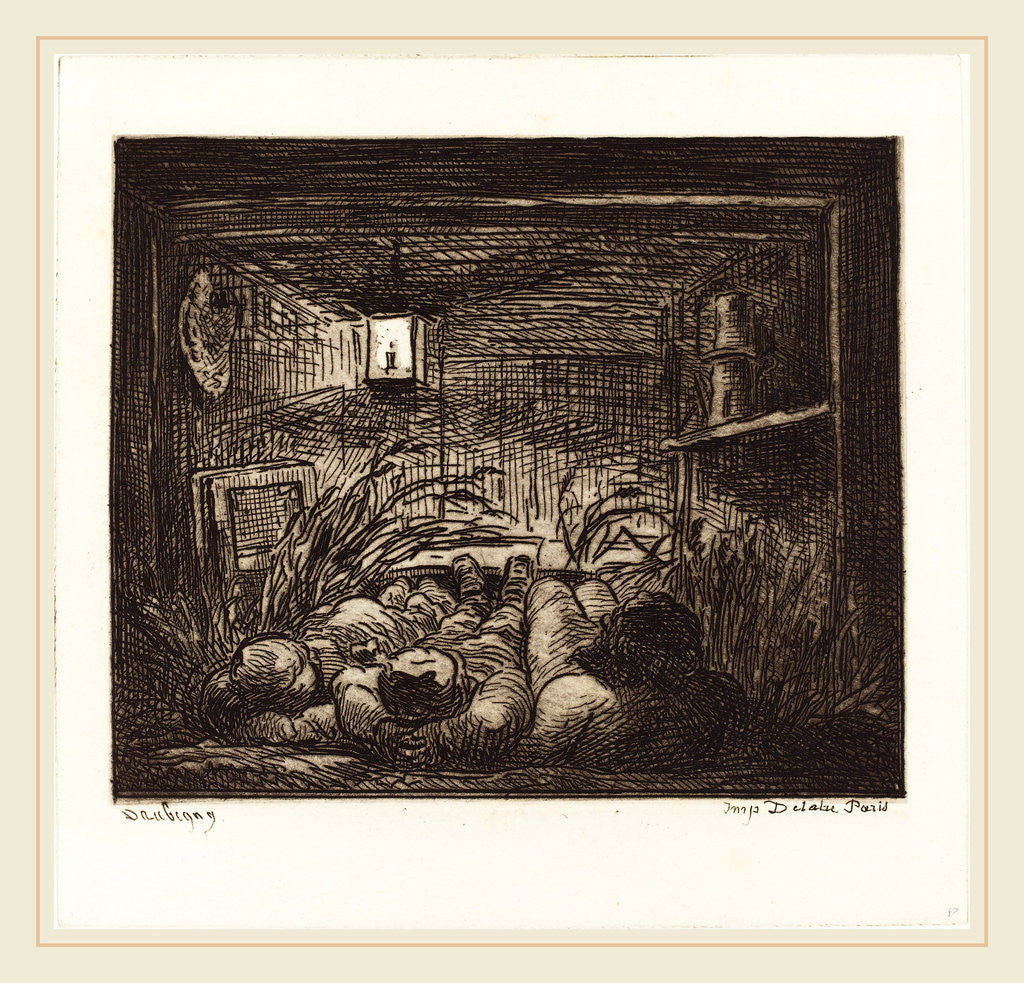 Detail of Asleep Aboard the Bottin (Coucher a bord du Bottin), 1862 by Charles-François Daubigny