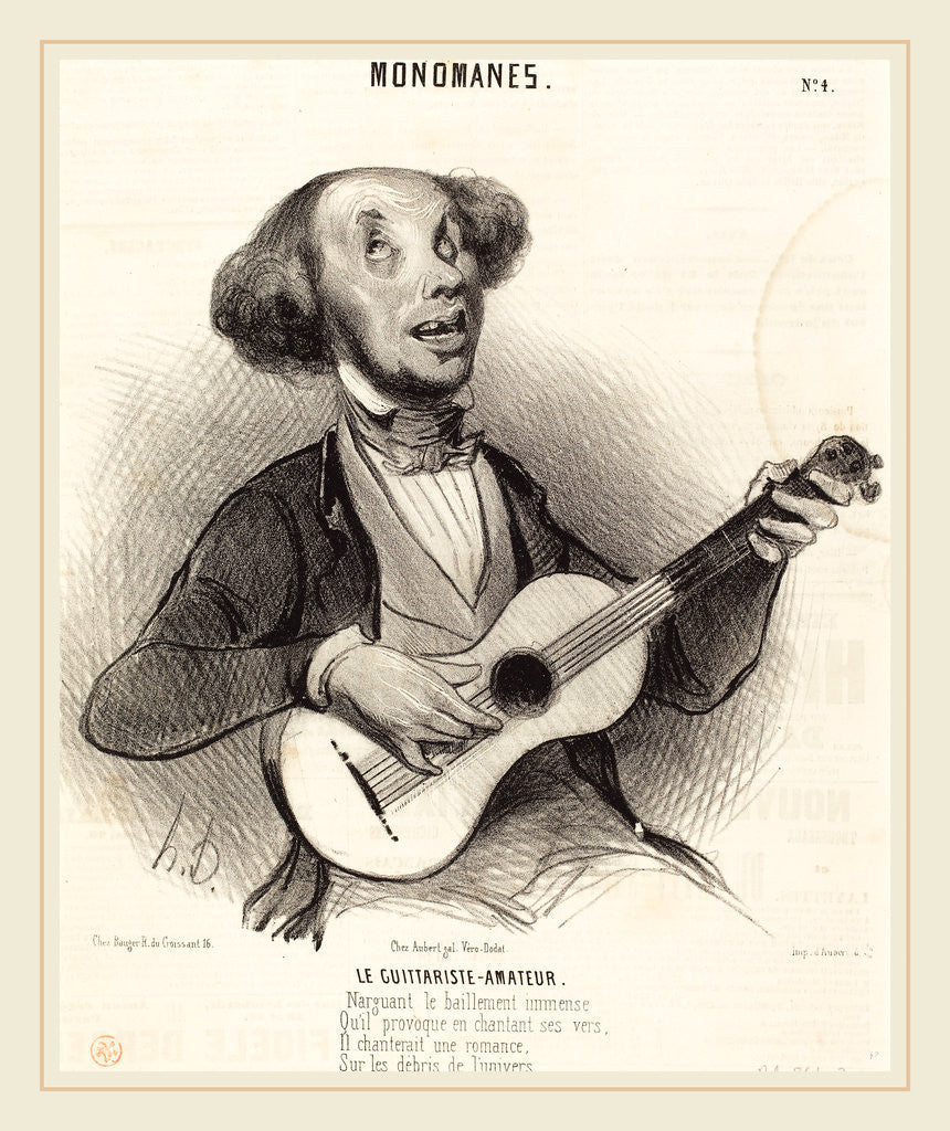 Detail of Le Guitariste-Amateur, 1840 by Honoré Daumier